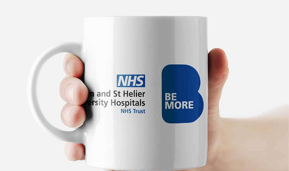 Campaign branding for NHS recruitment push shown on side of a mug