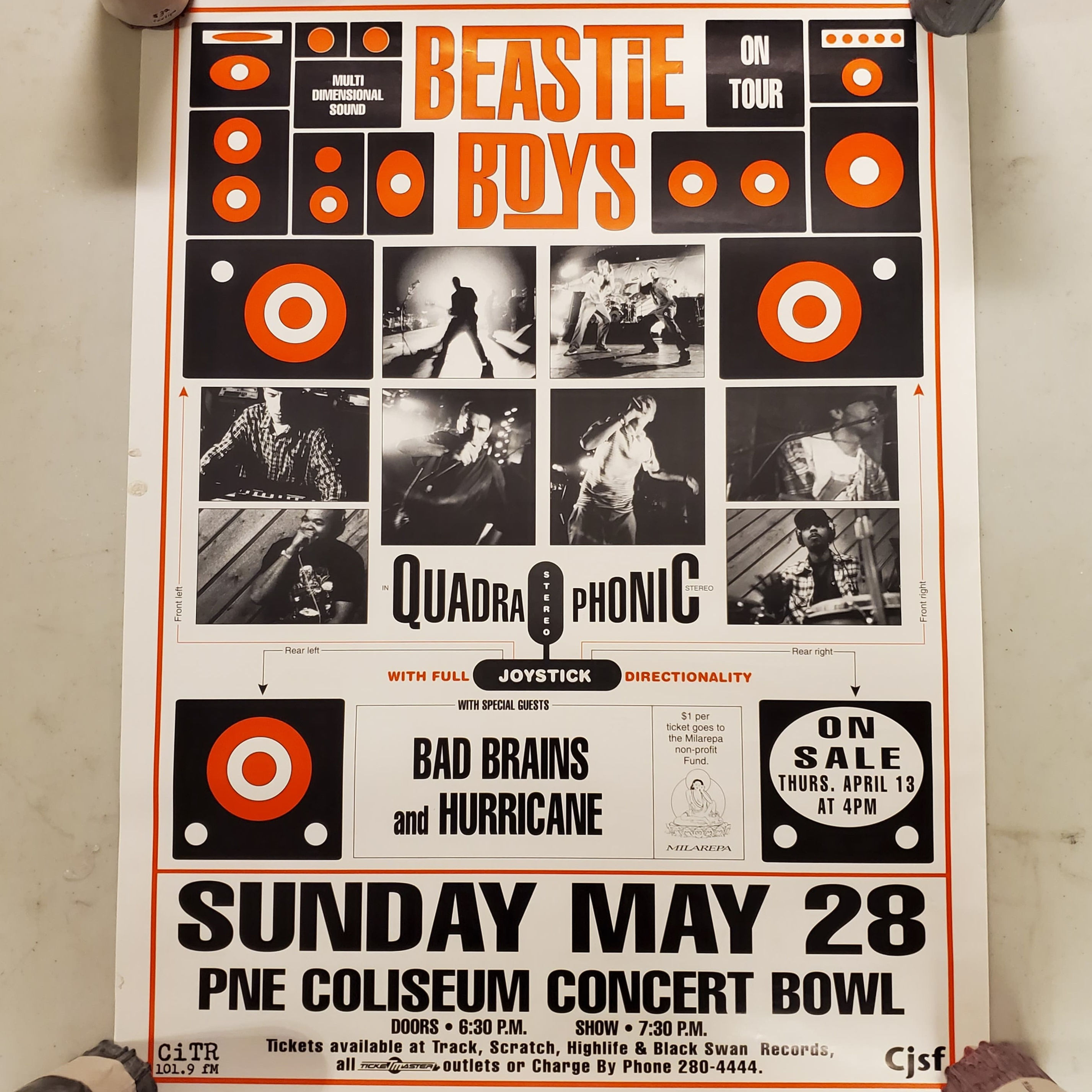 Rare BEASTIE BOYS / BAD BRAINS 1995 PNE Coliseum Show Poster