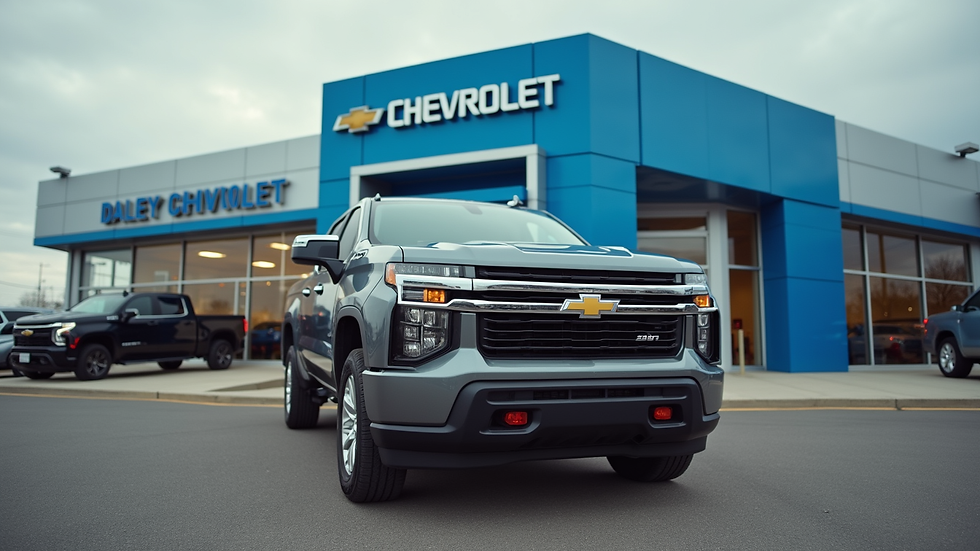Eye-level view of a Chevrolet vehicle parked at Daley-Bruckert Chevrolet