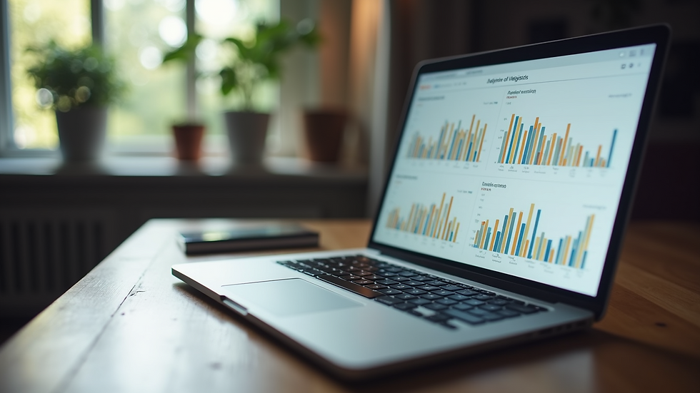 High angle view of a laptop screen showing SEO analytics