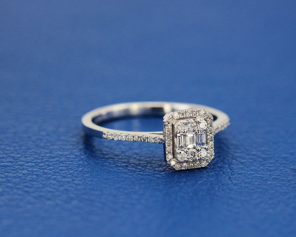 Thumbnail: 14K Gold Baguette Diamond Ring, Brilliant Diamond Engagement Ring