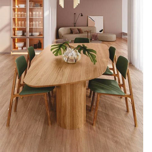 Miniatura: Mesa de jantar moderna em madeira laminada é a combinação perfeita de estilo e funcionalidade.
