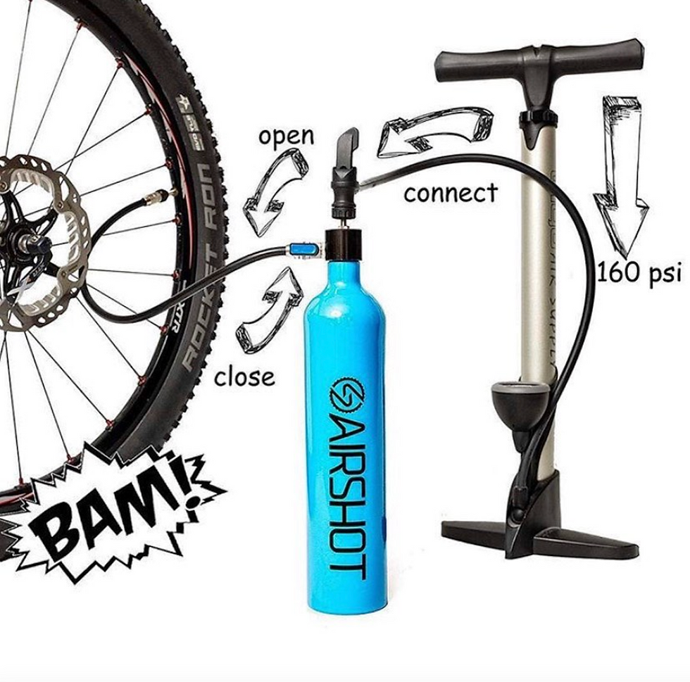 Diagram for how to use an expansion chamber to inflate tubeless bicycle tires