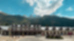 Chamonix Mont-Blanc train station with towering mountains in the background