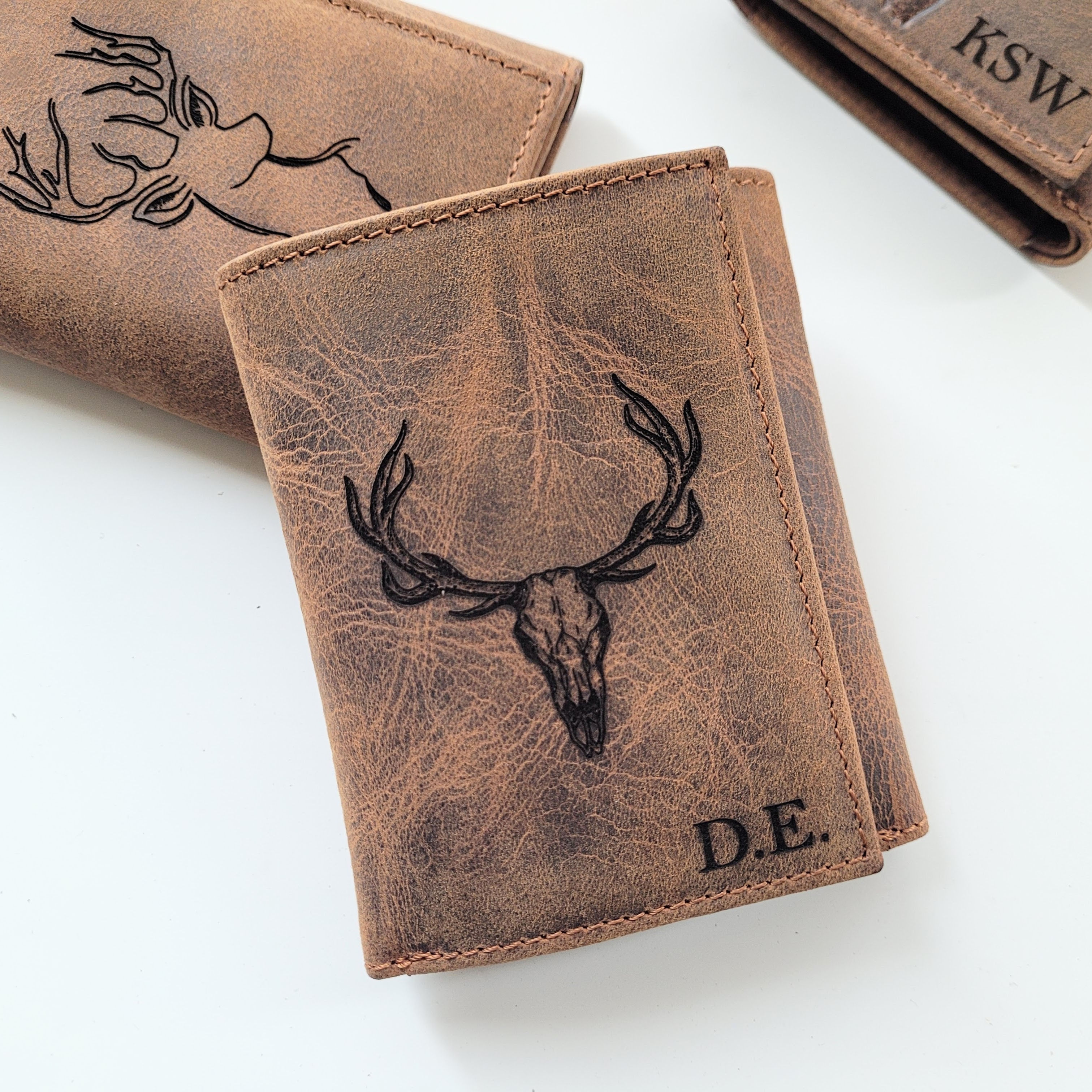 Deer Head With Antlers Personalized Trifold Wallet