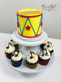 Drum Smash Cake and Music Cupcakes