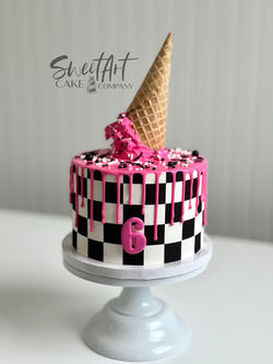 Checkerboard Melting Ice Cream Cake
