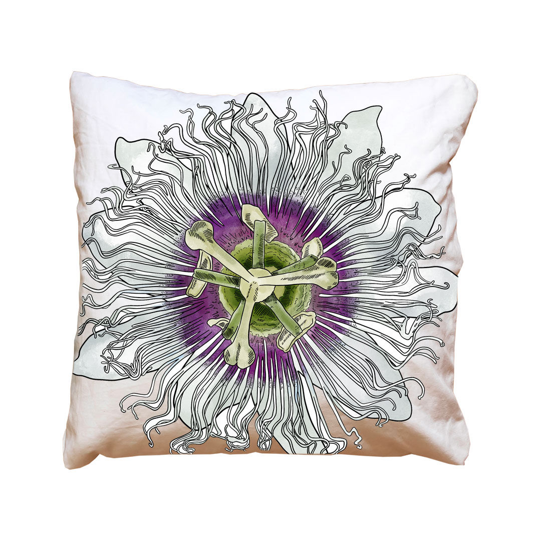 Amazon White Passiflora Cushion