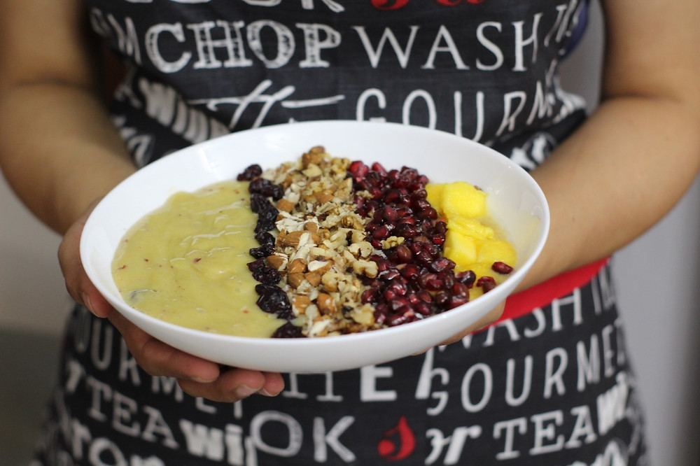 fruit smoothie bowl with a lot of nutritions
