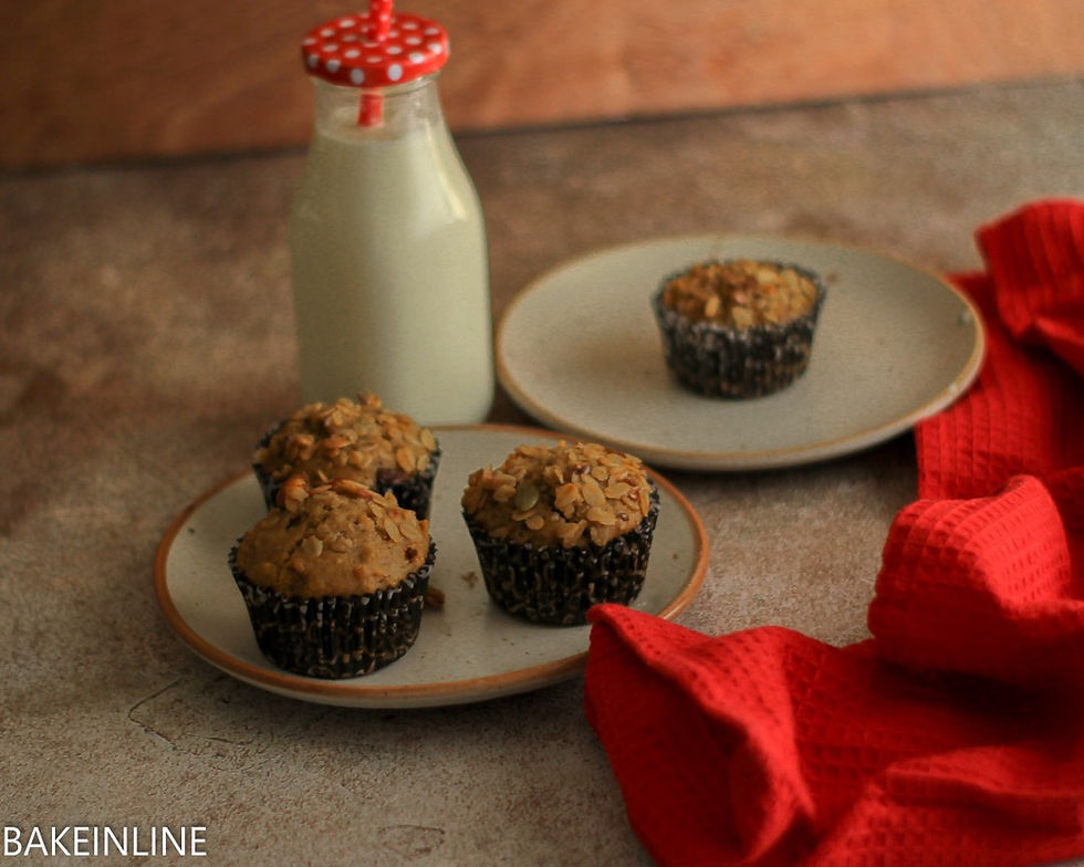 Eggless Healthy Whole Wheat Granola Muffins Recipe