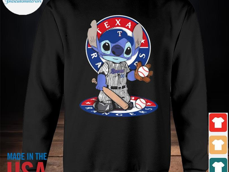 Jonescustominteriors - Nice baby Stitch Texas Rangers baseball logo 2023 shirt