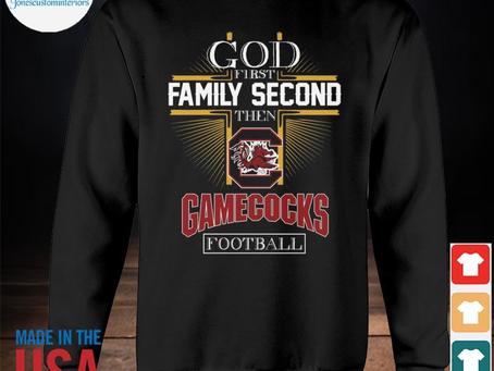 Jonescustominteriors - Funny god first family second then South Carolina Gamecocks football 2023 shi