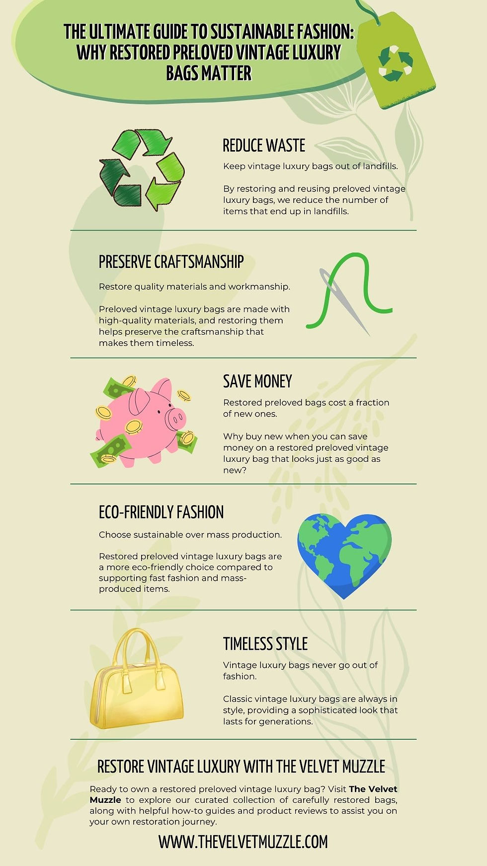 The Ultimate Guide to Sustainable Fashion: Why Restored Preloved Vintage Luxury Bags Matter by The Velvet Muzzle