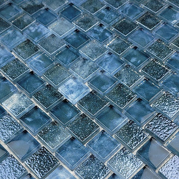 An close-up image of blue glass tile.