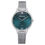 Miniaturbild: Luxus Frauen grün Zifferblatt Armband Quarz Uhr Mode Metall Silber