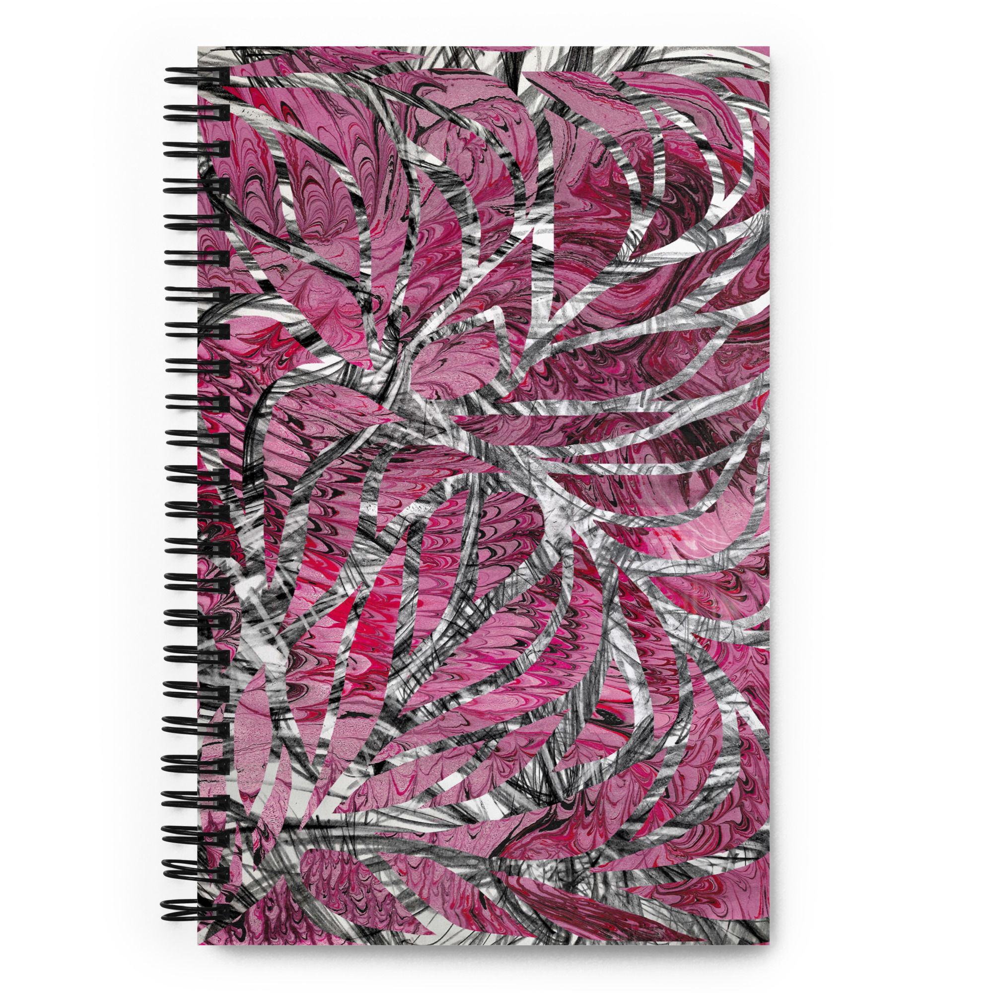 Monochrome on pink swirls