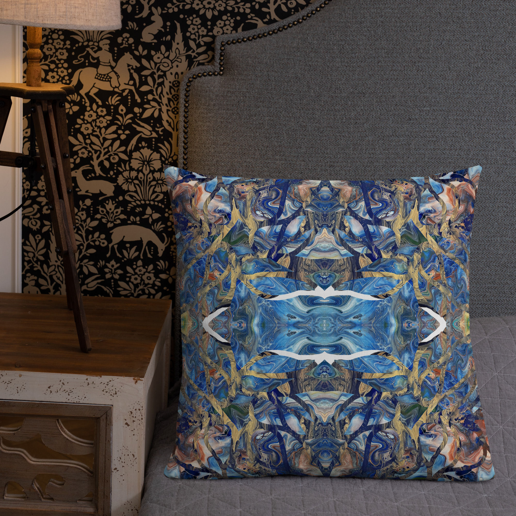 Cobalt on gold arabesque