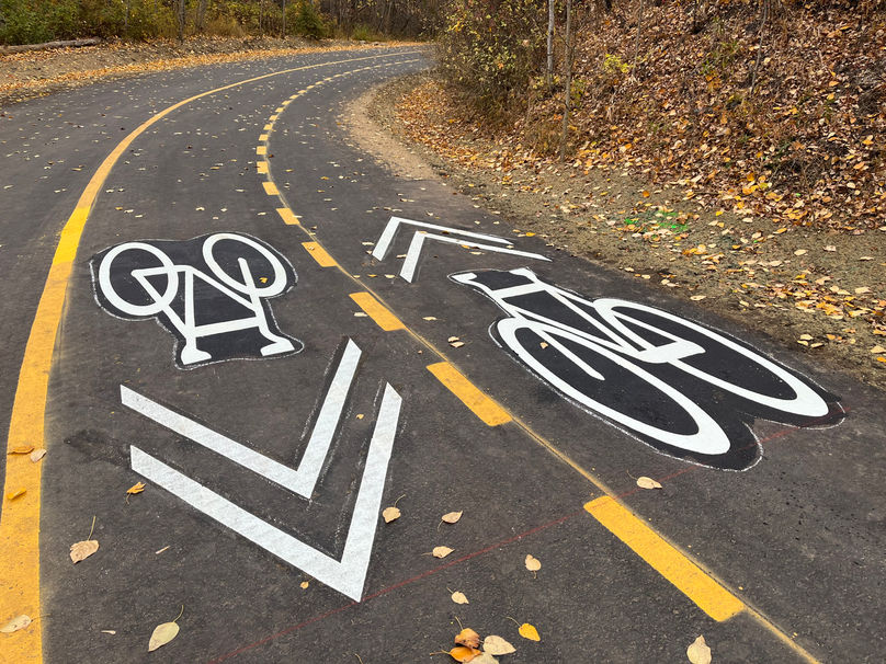 Bike lane symbols painted
