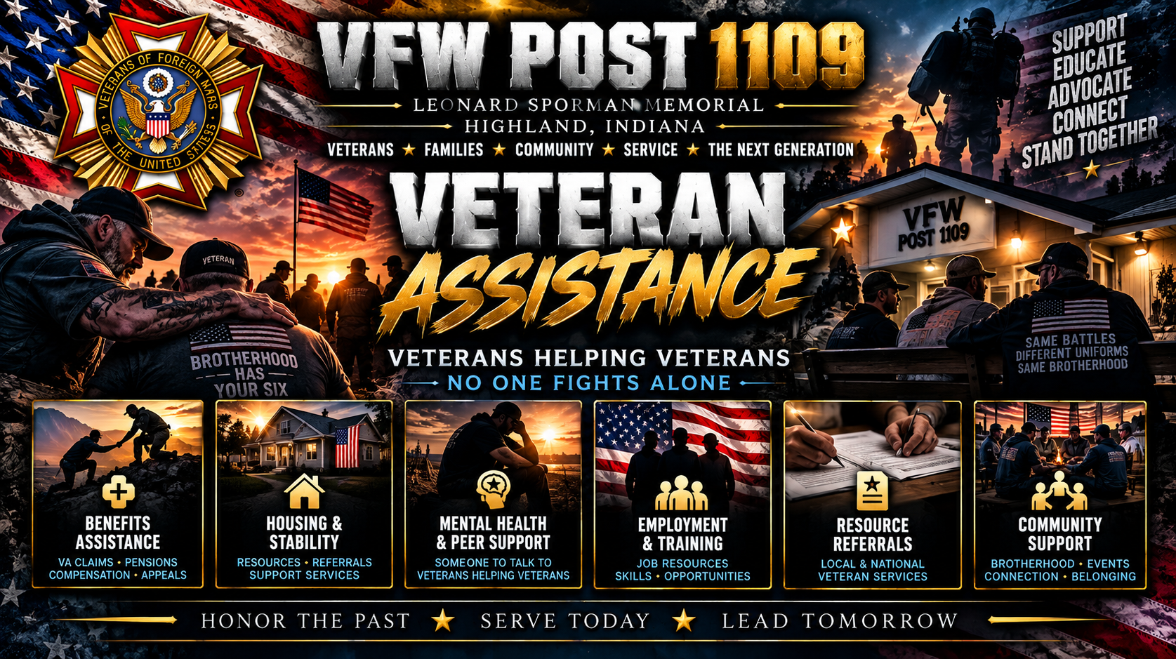 VFW Post 1109 Veteran Assistance: veterans helping veterans through brotherhood, benefits information, peer support, resource referrals and community connections