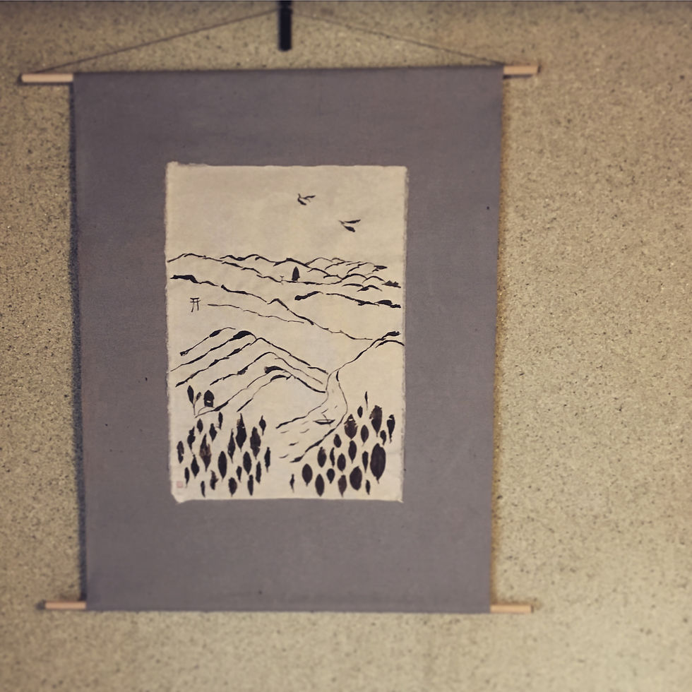 茶画「十津川」