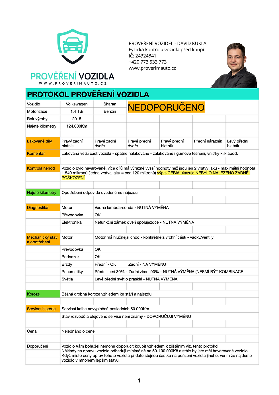 Protokol prověření vozidla