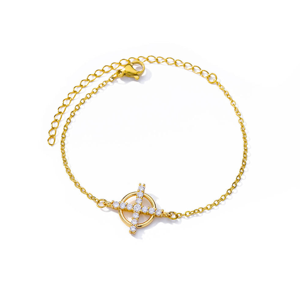 Thumbnail: Elegant Zircon Flowers Bracelet For Women Girls Charm Gold Color Stainless Steel
