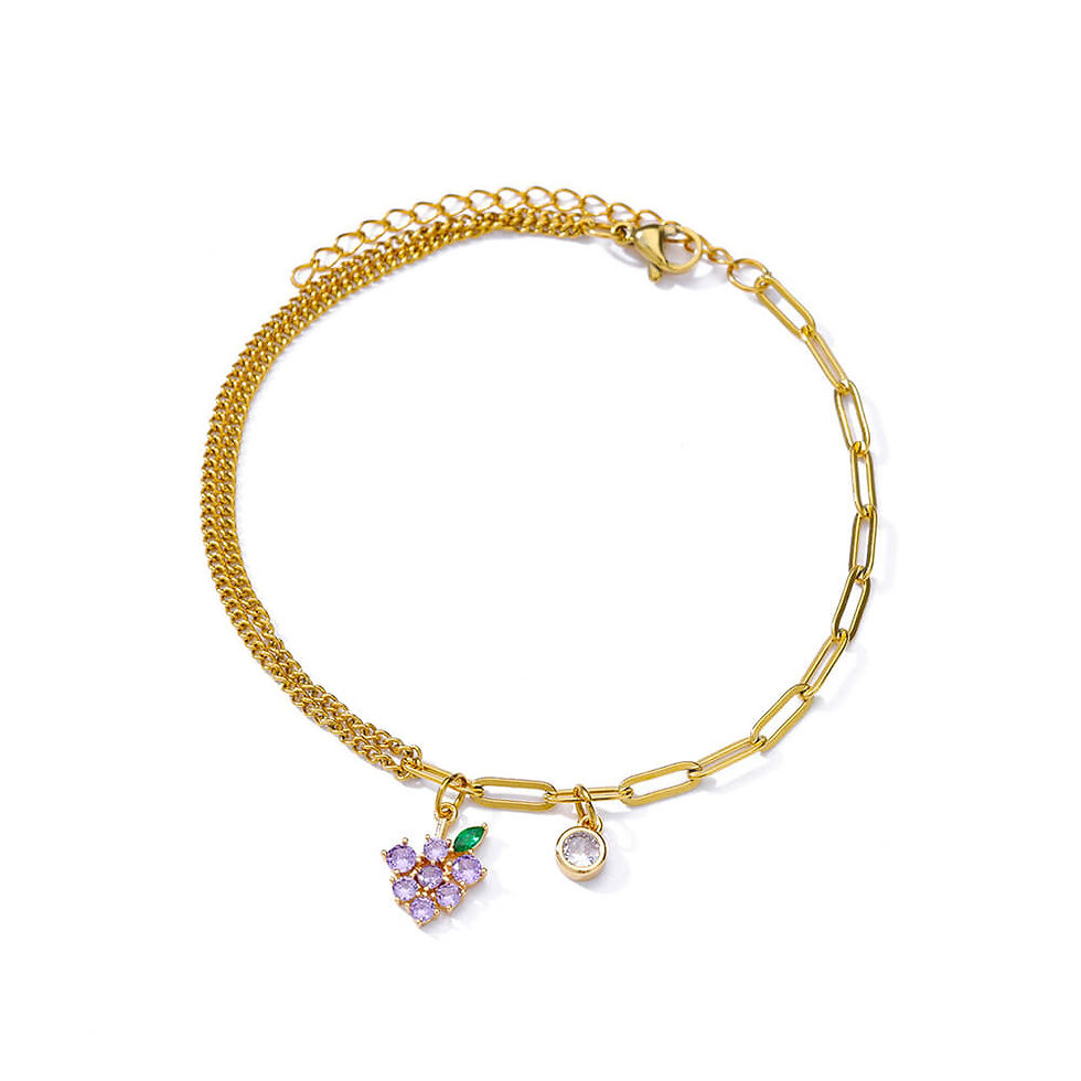 Thumbnail: Elegant Zircon Flowers Bracelet For Women Girls Charm Gold Color Stainless Steel