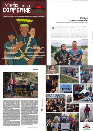 CONFENIAE publication documenting Indigenous struggles, environmental defense, and community resistance in the Ecuadorian Amazon