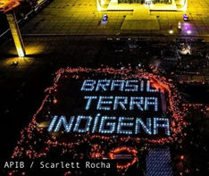 Message formed with LED lights in front of Brazil’s Supreme Court during a protest