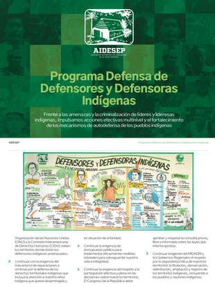AIDESEP publication about the defense of indigenous defenders in the Peruvian Amazon.