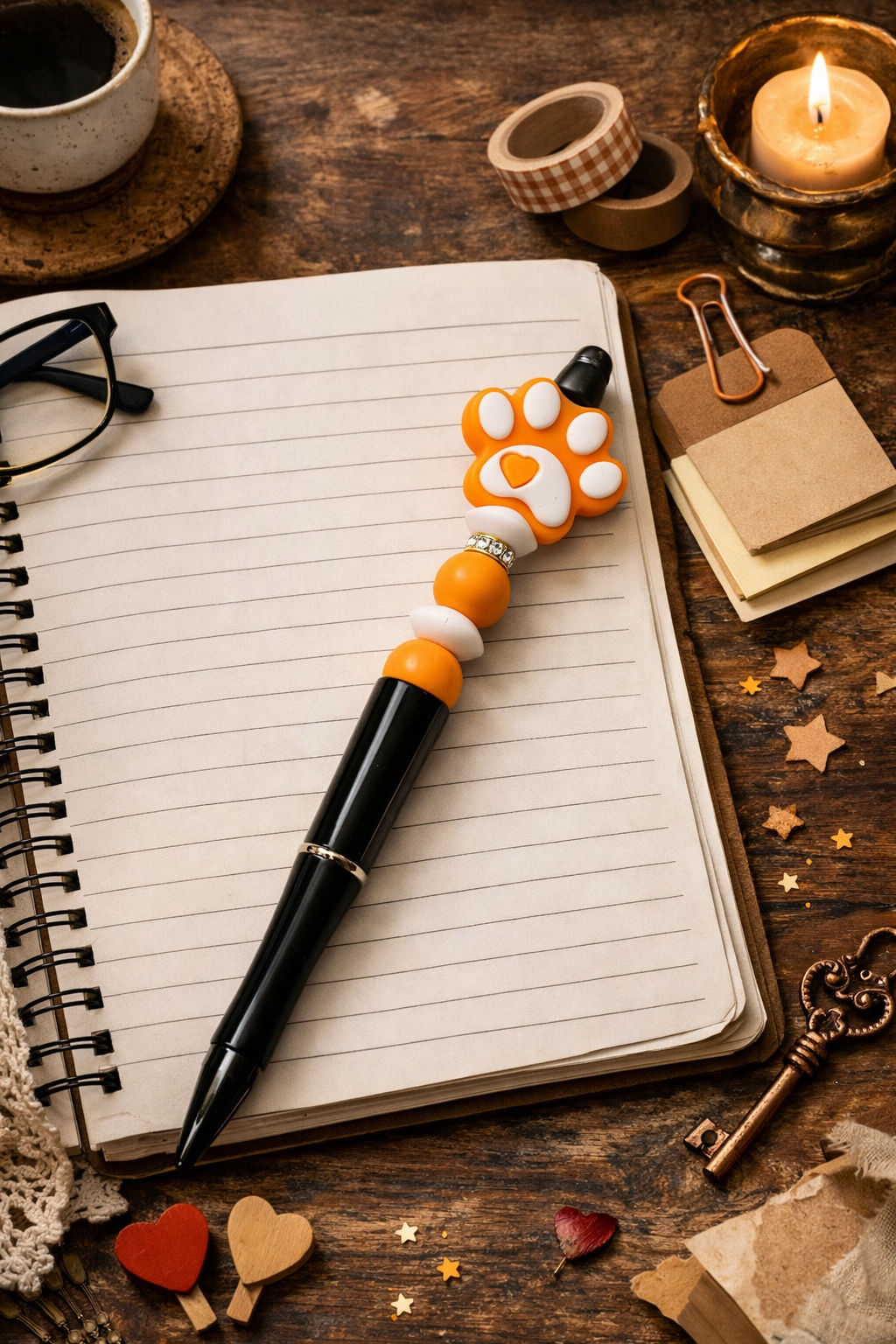 đ§Ą Bokpenna â Tassdesign i orange & vitt