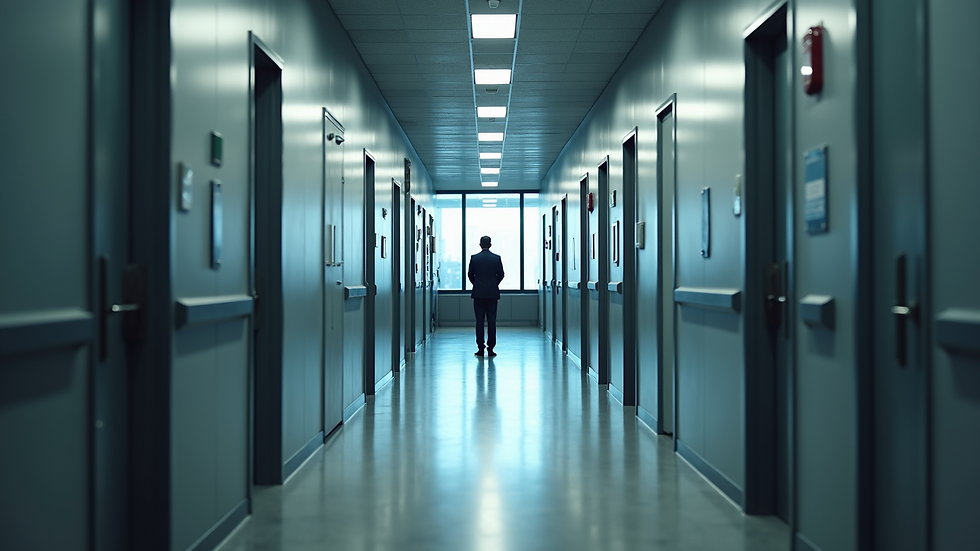 Wide angle view of a secure business facility with effective measures in place