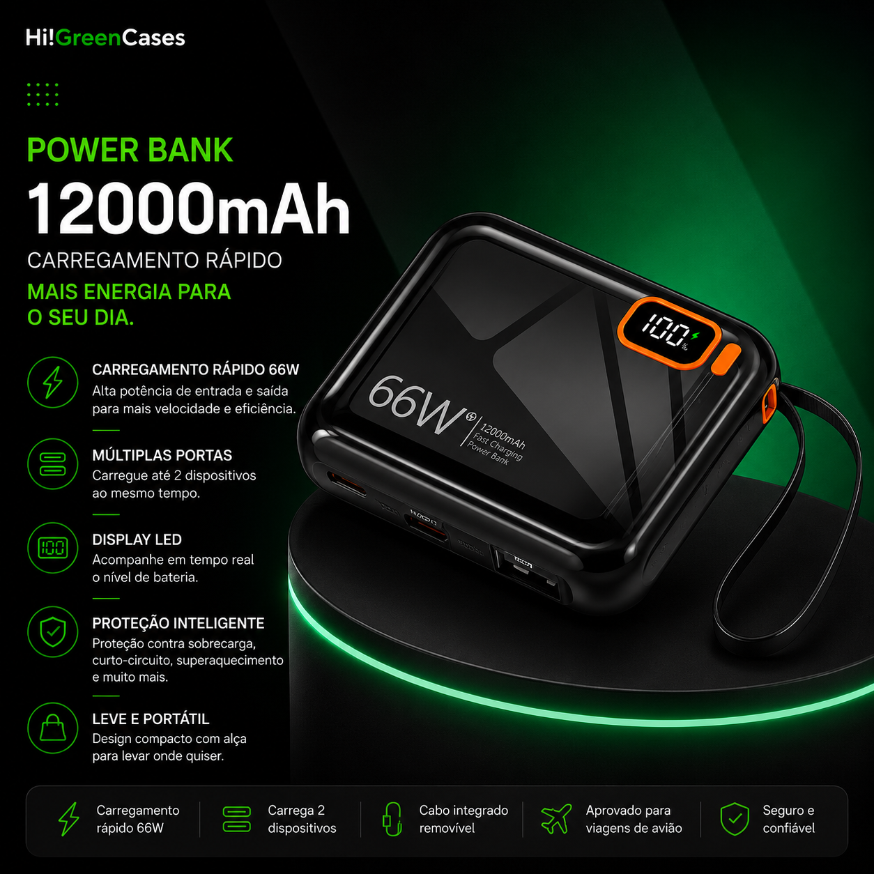 Power Bank 12000mAh Compacto