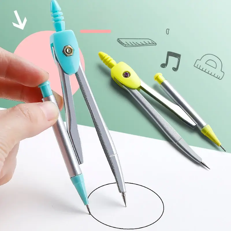Thumbnail: 7PCS Stainless Steel Compass Set Math Geometry Tools With Eraser Ruler Student