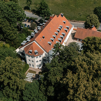 Weltemühle Dresden Hochzeitslocation Luftaufnahme im Grünen