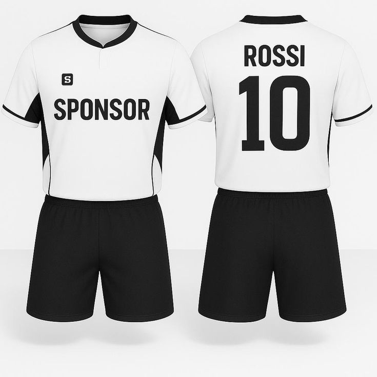 Completino calcio personalizzato con nome numero sponsor inclusi – t-shirt e pantaloncino tecnici unisex