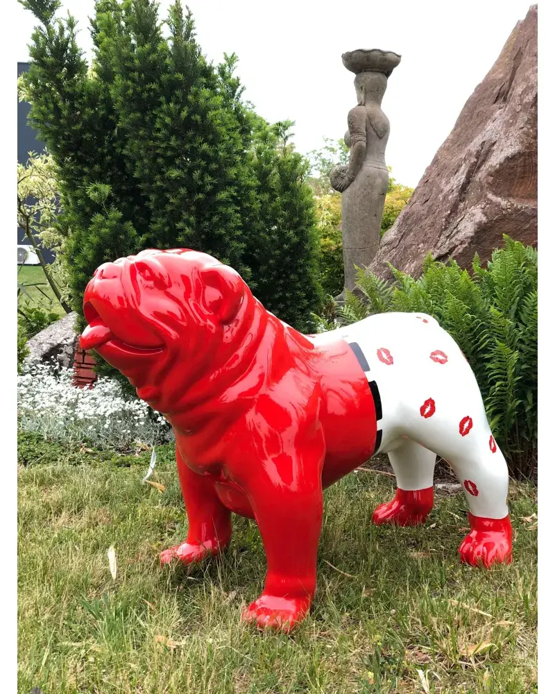 Miniature : Bulldog Pantalon Bisous Résine Hauteur 70 cm