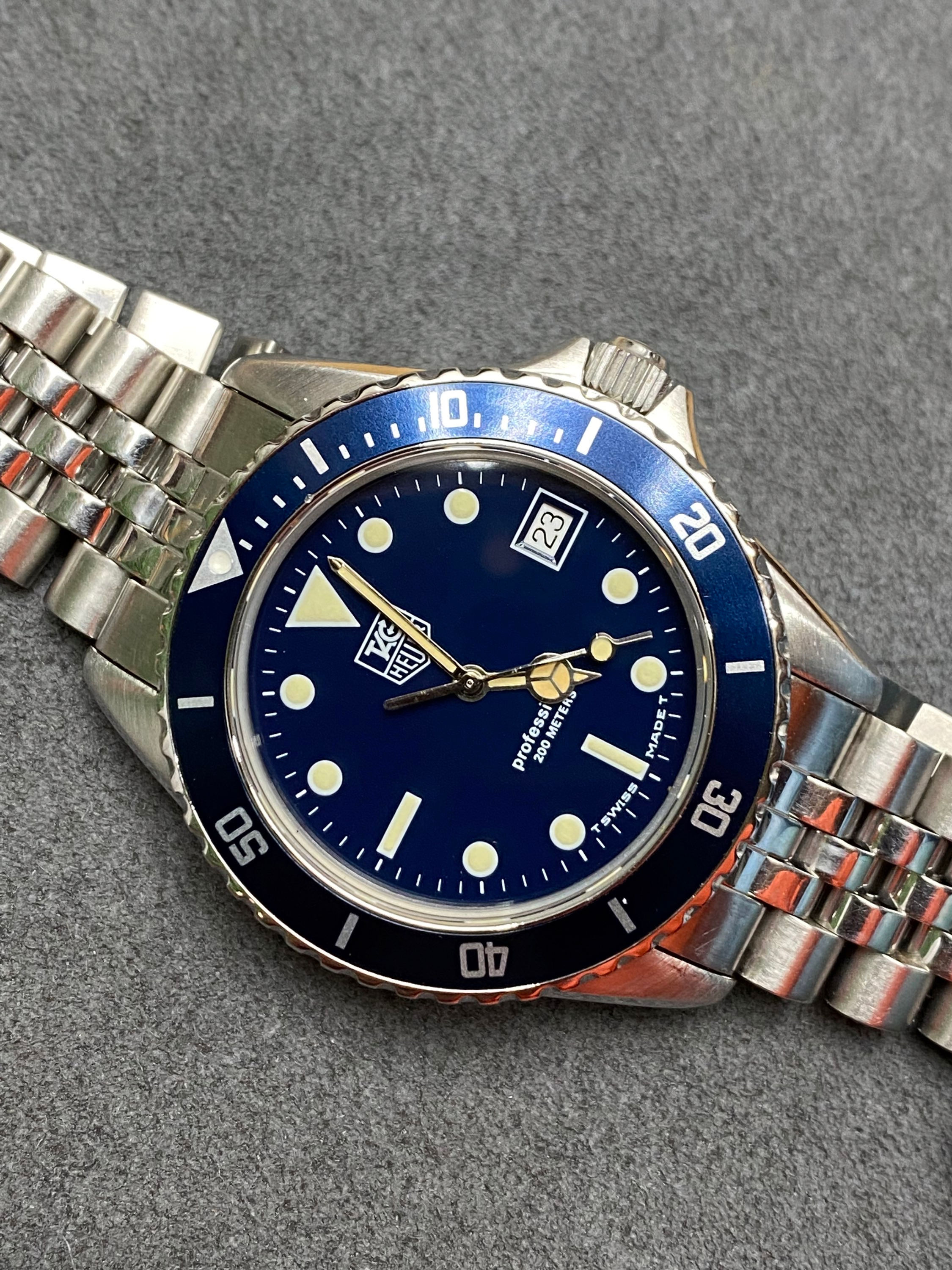 👍 Vintage TAG HEUER 1000 980.613 blue Submarine Dive Watch