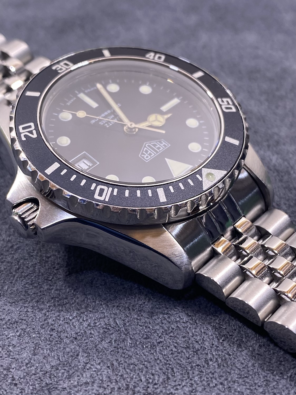 Thumbnail: 👍 Vintage Serviced TAG HEUER 1000 980.013 Black Submariner Style Dive Watch