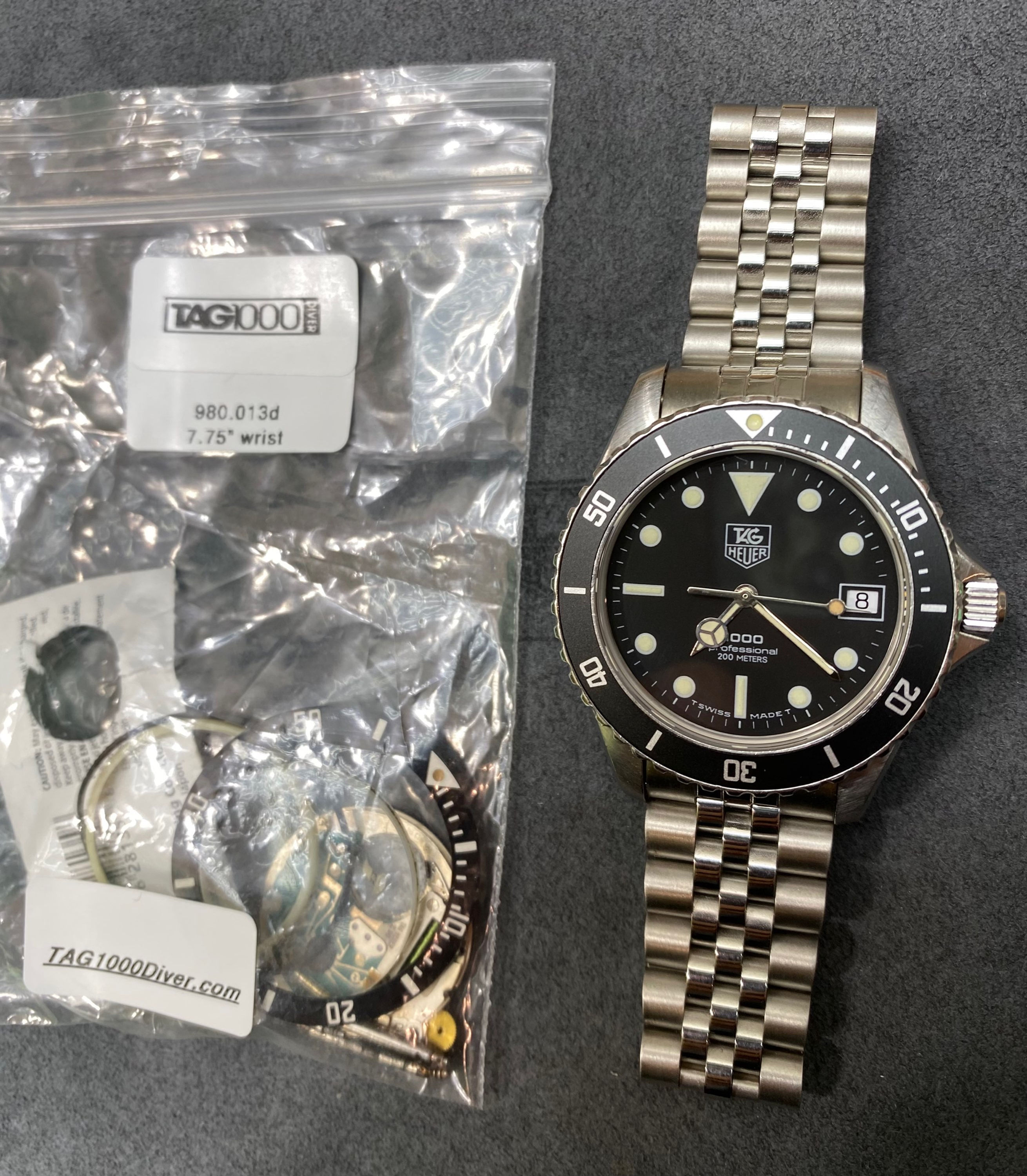 👍 Vintage TAG HEUER 1000 980.013 Black Dial 844 Monnin Dive Watch