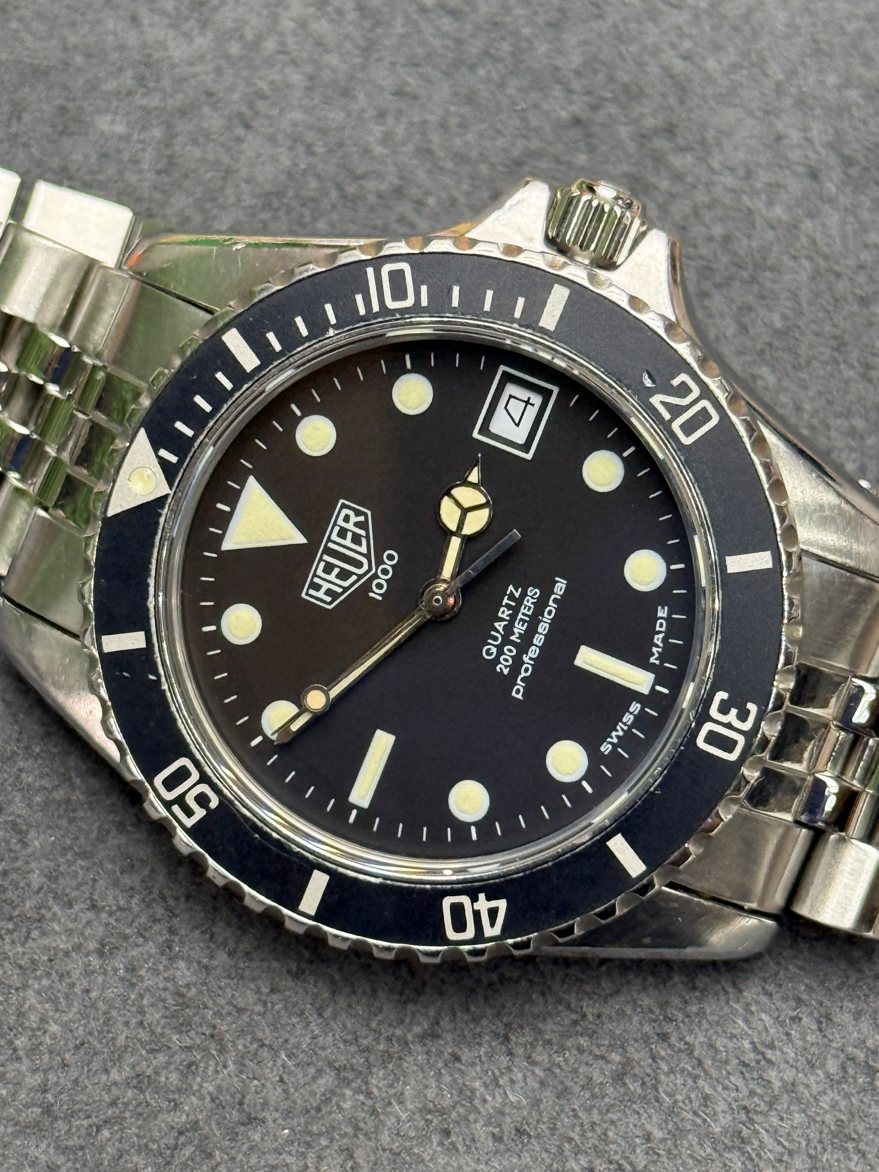 👍 Serviced Vintage TAG HEUER 1000 980.013 Black 37mm Dive Watch