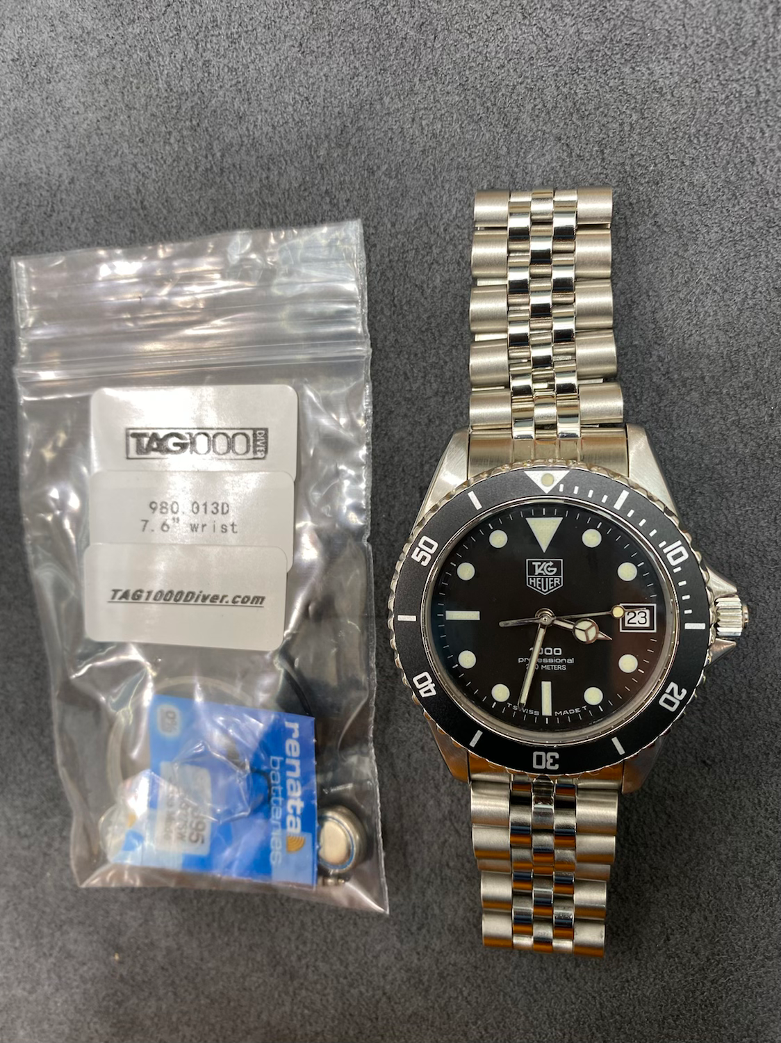👍 Serviced TAG HEUER 1000 980.013 Submariner Black Dive Watch