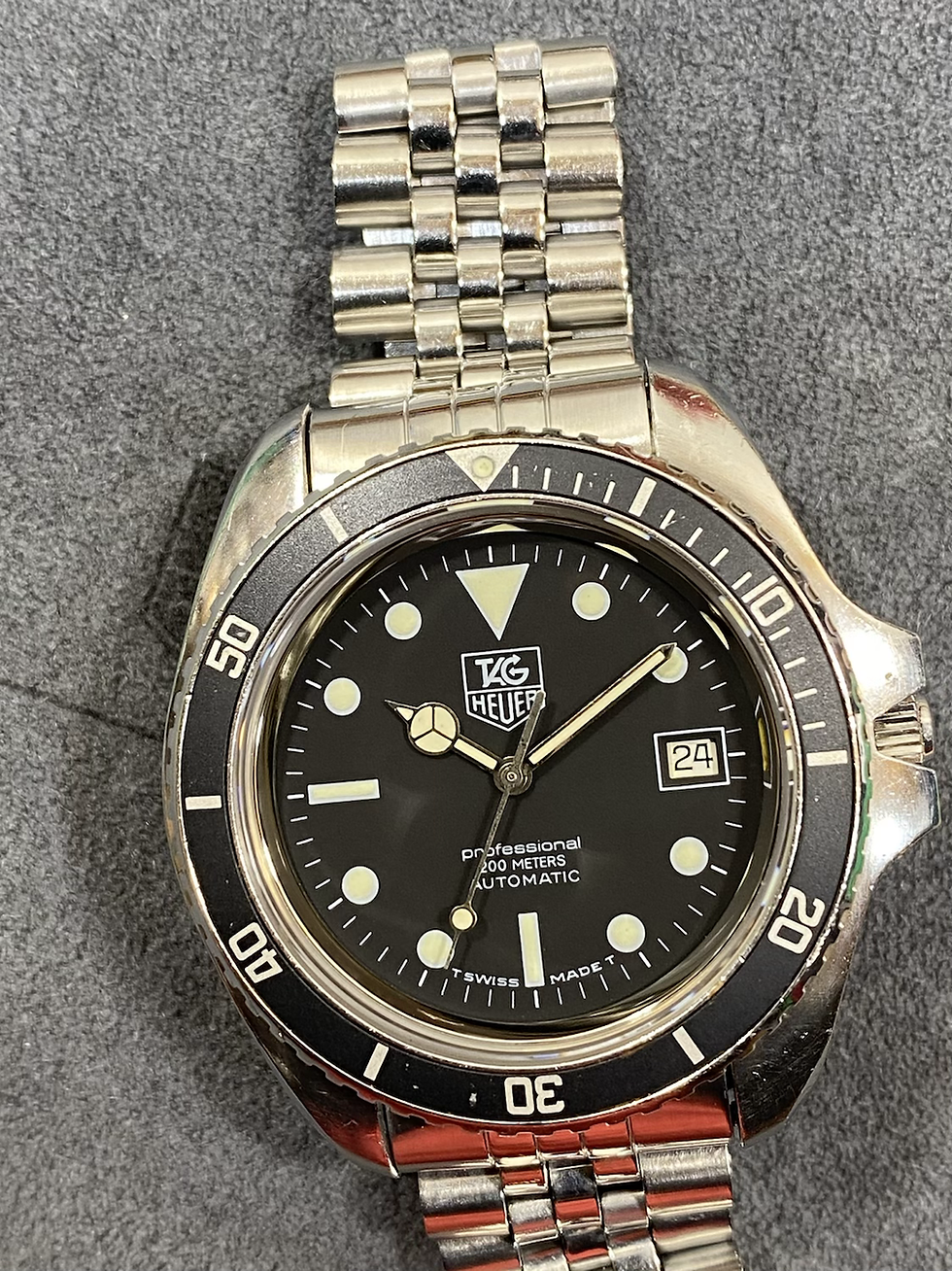 Thumbnail: 👍 Serviced Vintage TAG HEUER 844/5 Auto Jumbo Black Submariner 844 Dive Watch