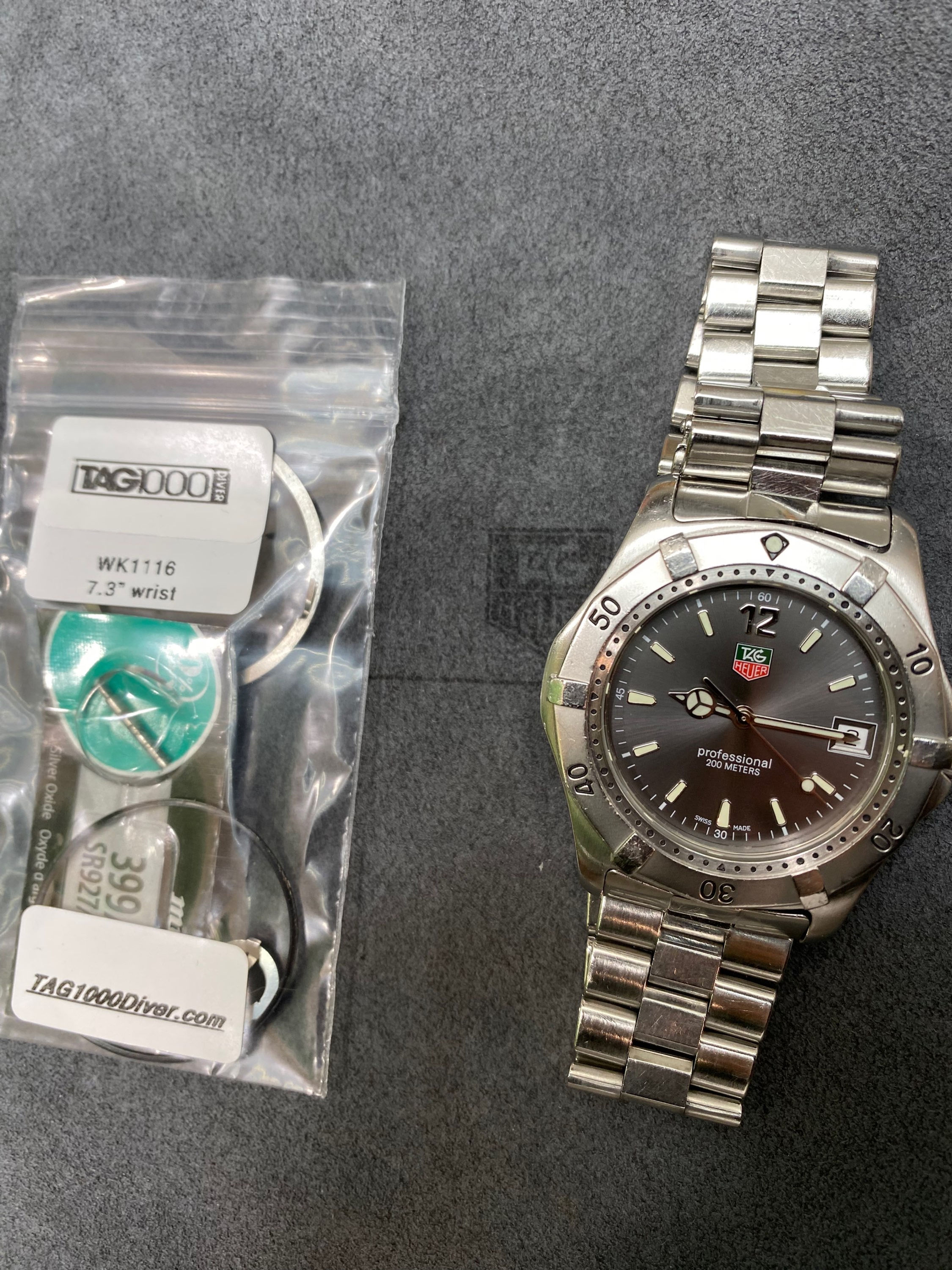 👍 Tag Heuer 2000 Gray WK1115 Vintage Mens Submarine Dive Watch