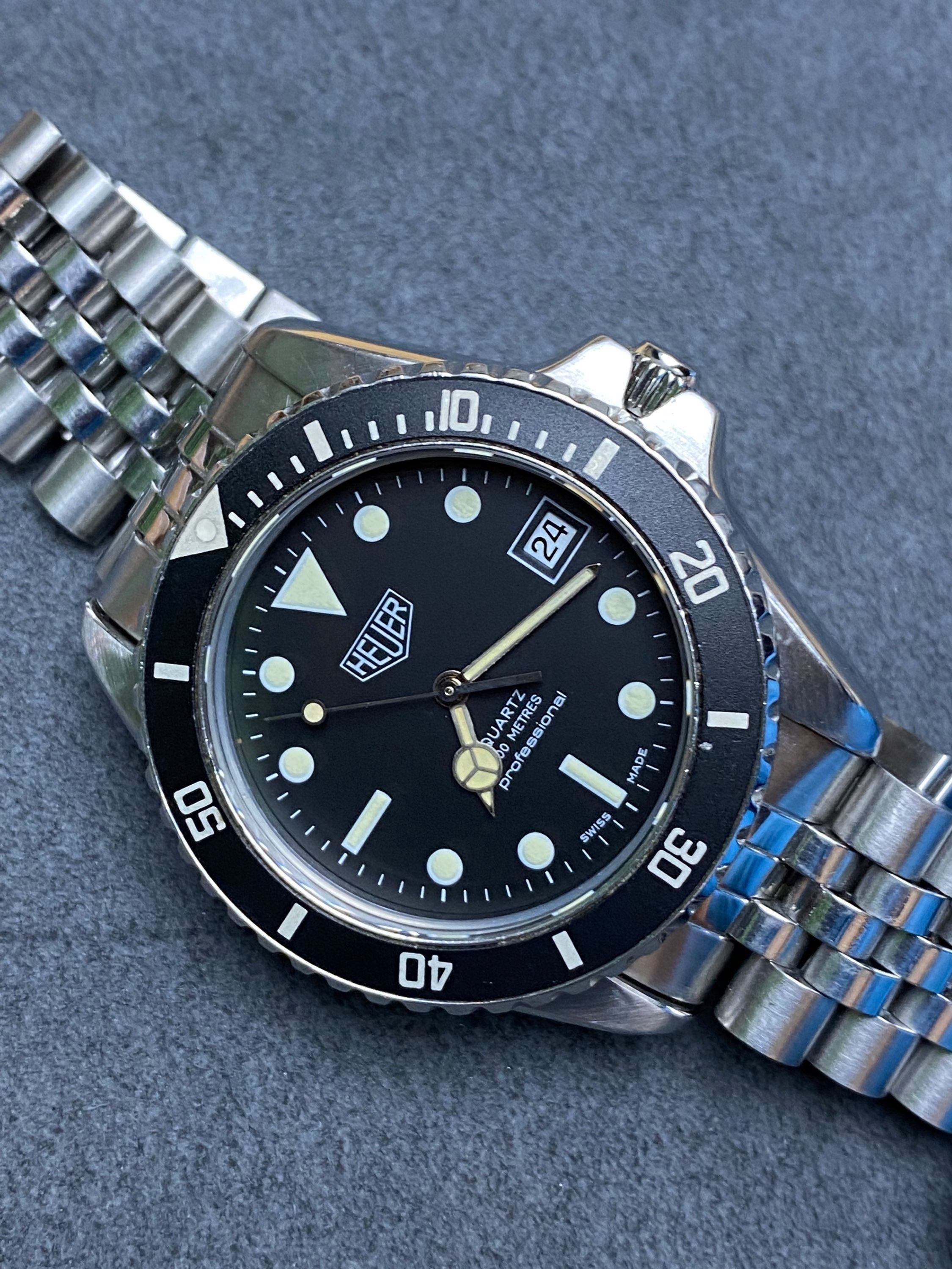 👍 Vintage TAG HEUER 1000 980.013 Black Dial 844 Monnin Dive Watch
