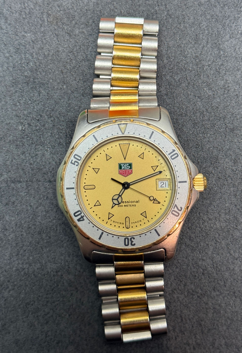 Thumbnail: 👍 TAG HEUER 2000 Series 974.006 WE1120 Full Size Dive S&G Two Tone w/Gold Dial