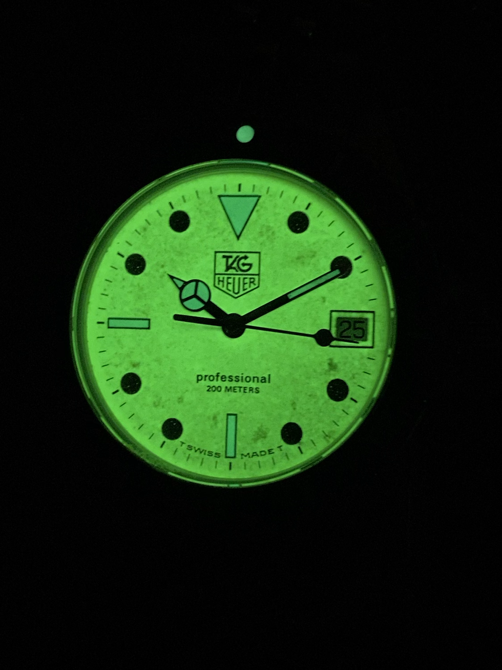 Thumbnail: 👍 Vintage TAG HEUER 1000 980.113 Lume Submariner Style Night Diver Watch