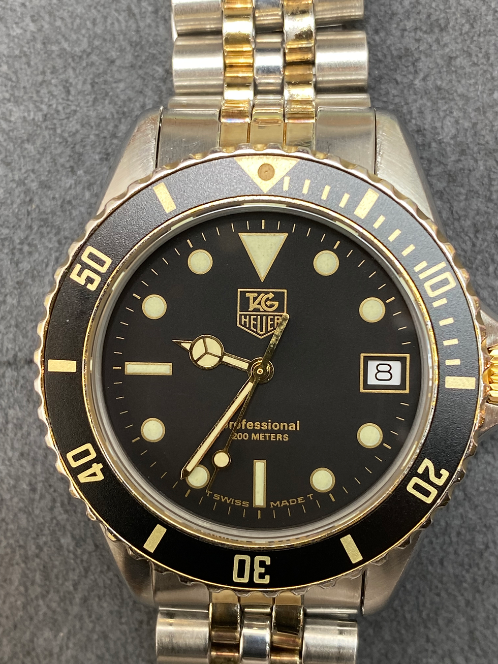 Thumbnail: 👍 Vintage TAG HEUER 1000 980.020 Two Tone Gold Submarine Dive Watch