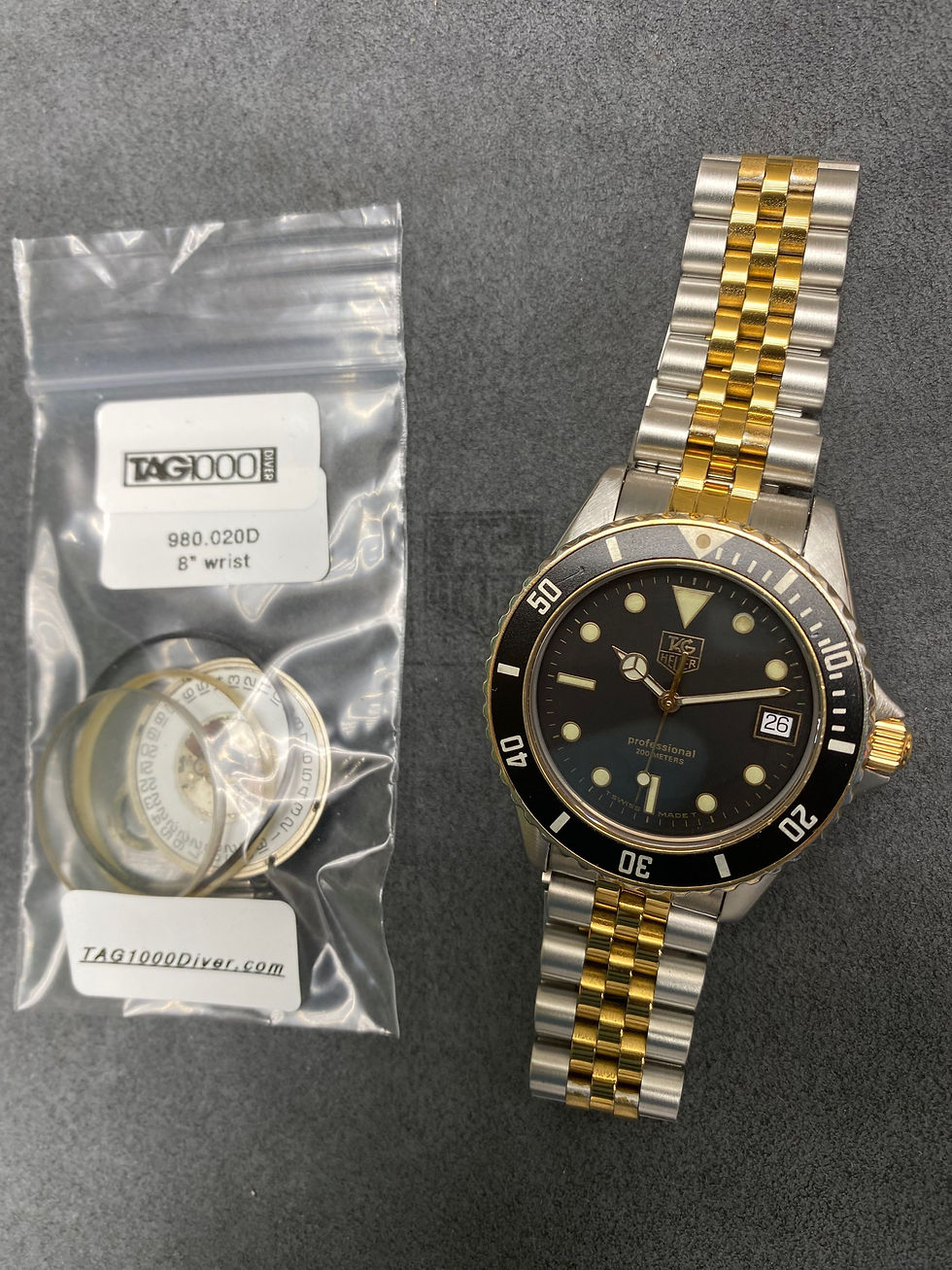 👍 Vintage TAG HEUER 1000 980.020 Two Tone Gold Submarine Dive Watch