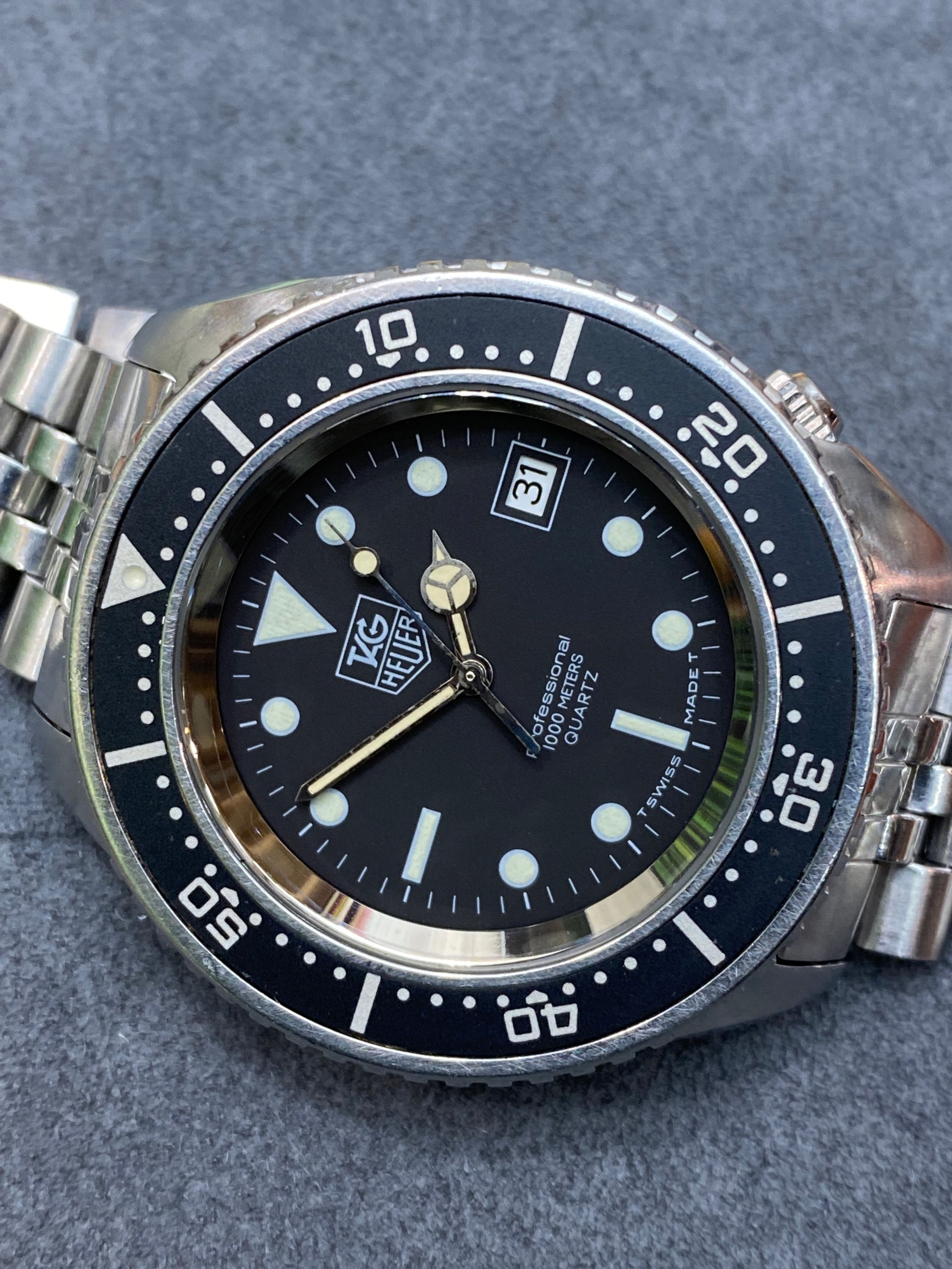  👍 TAG HEUER 980.023 Deep Dive 1000m Black 844 Submarine Dive Watch 1000 Series